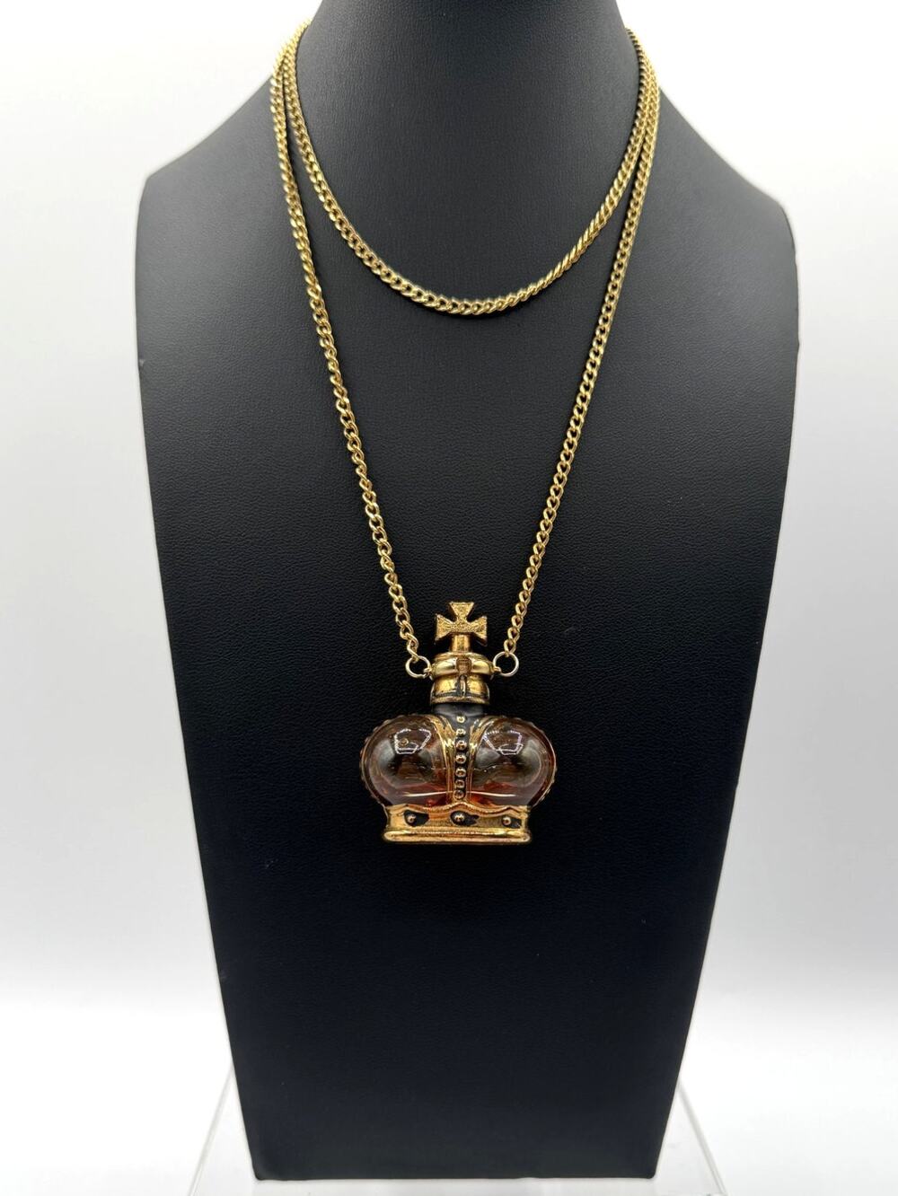 Vintage Prince Matchabelli-Wind Song Mini Crown Perfume Bottle Pendant/Necklace
